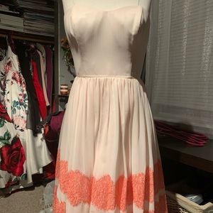 Strapless short blush crinkle chiffon dress